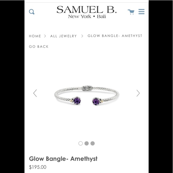 NWT Samuel B. 3mm Sterling Silver 18K Gold Amethyst Glow Bangle Cuff - Picture 11 of 11